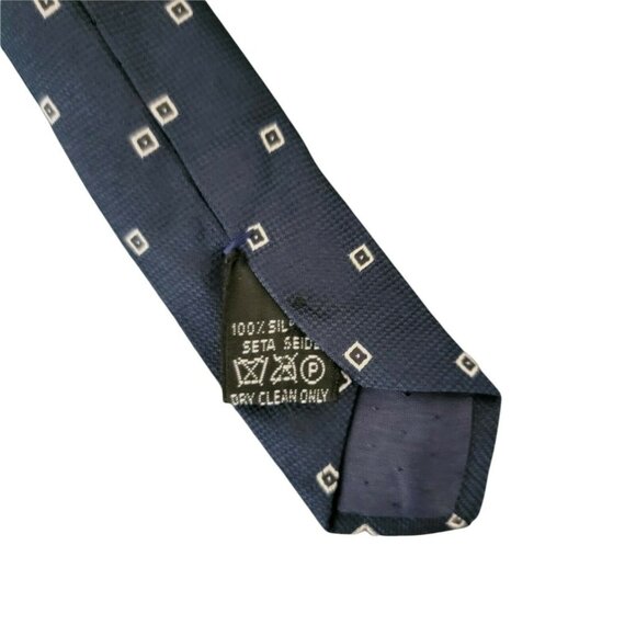 Formen Shirtmaker Tie Blue Squares Geometric Mens Necktie Menswear Evening - Picture 4 of 4